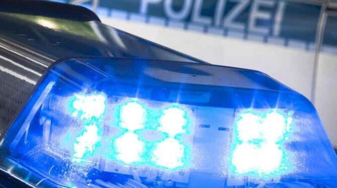 Blaulicht leuchtet auf dem Dach eines Polizeiwagens