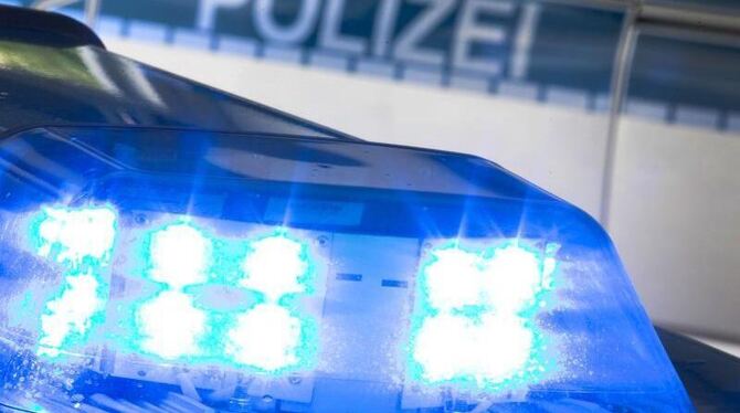 Ein Blaulicht leuchtet auf dem Dach einer Polizeistreife Ein Blaulicht leuchtet auf dem Dach einer Polizeistreife