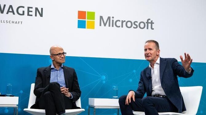 VW-Chef Diess und Microsoft-CEO Nadella