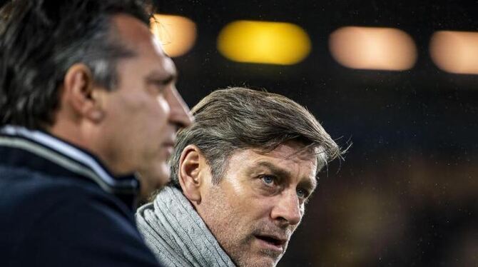 Trainer Alois Schwartz (l.) und Sportdirektor Oliver Kreuzer