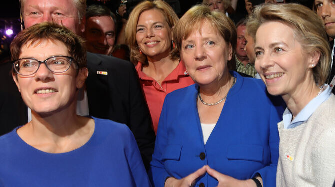 Die starken Frauen der CDU (von links): Parteivorsitzende Annegret Kramp-Karrenbauer, Bundeskanzlerin Angela Merkel und EU-Kommi