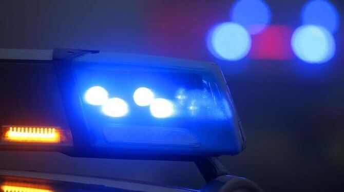 Ein Blaulicht leuchtet an einer Polizeistreife