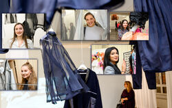Mode-Designerinnen präsentierten ihre Kollektionen in den Wandel-Hallen des Reutlinger Kunstmuseums. Fotokollage: Trinkhaus