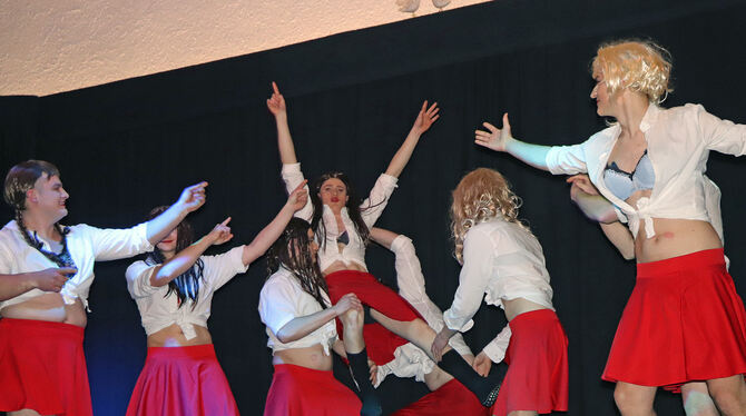 Das Männerballett begeisterte mit einer tollen Choreografie. FOTO: BLOCHING