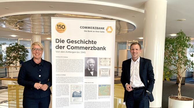 Cora Heide (Privat- und Unternehmerkunden) und Patrick Greuter (Firmenkunden) stehen an der Spitze der Commerzbank-Niederlassung