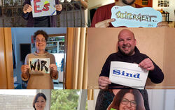 Fotocollage mit Streetworkern aus Metzingen, Bad Urach, Reutlingen und Tübingen: "Egal, wie es weitergeht, wir sind für Euch da.