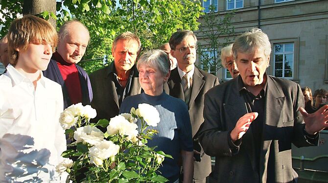 Die inzwischen verstorbene Elisabeth Hartnagel, Schwester von Sophie Scholl, bei der Erinnerung an ihre Schwester im vergangenen