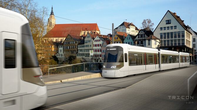 Sowohl Straßenbahn als auch Zug: Die neuen Fahrzeuge der Regionalstadtbahn sollen auch Steigungen wie die in Tübingen zu den Kli