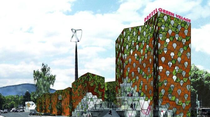 Konzeptstudie für das Zukunftsprojekt "Green Energy Village" am "Dreiländereck" Reutlingen, Pfullingen, Eningen. "So muss es abe