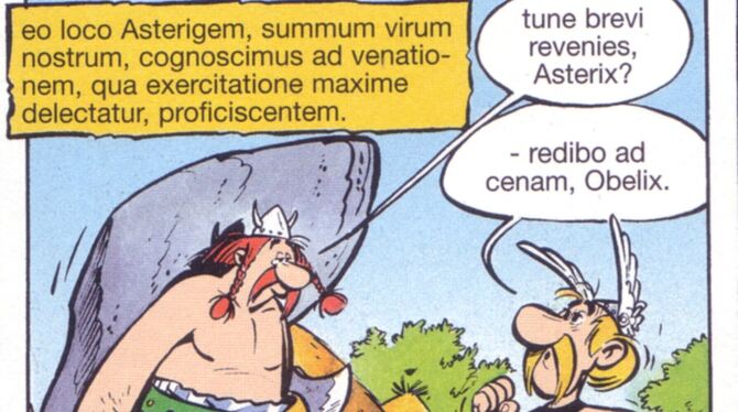 »Zum Essen bin ich wieder zurück, Obelix.« Asterix auf Latein ist ein Klassiker. FOTO: EHAPA/DPA