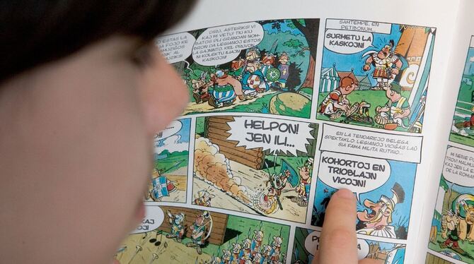 Wohl kein anderer Comic ist in so viele Sprachen übersetzt worden. Dieser Junge liest Asterix in der Kunstsprache Esperanto. FOT