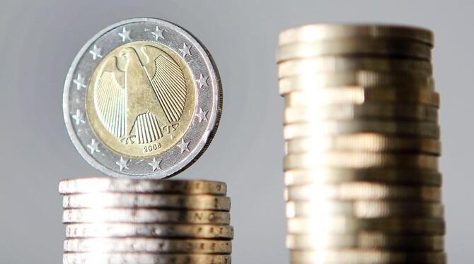 Euro-Münzen sind gestapelt