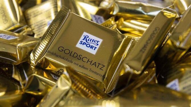 Ritter Sport Mini-Tafeln der Sorte »Goldschatz«
