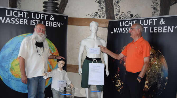 Peter Mitschek (links) und Willi Kemmler wollen den Besuchern zeigen, was Wasser alles macht. FOTO: SAPOTNIK