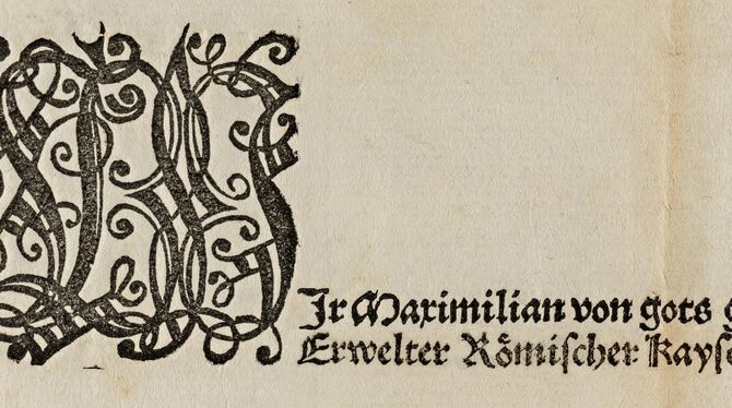Formelhafte Titulatur Kaiser Maximilians I. in einem gedruckten Rundschreiben von 1522, zu dessen Adressaten auch die Reichsstad