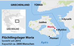 Politik, Migration, Flüchtlinge, Brände, Griechenland, Lesbos, Flüchtlingscamp, Agäis, Migranten, Lager, Camp, Brand, Feuer, dpa-Grafik, dpagrafik, Grafik, Infografik, Info-grafik, dpa-infografik, dpa-infografiken, Infografiken, Grafiken, Graphic, dpa, dp
