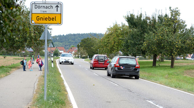 Die Kreisstraße 6716 zwischen Gniebel und Dörnach ist schmal und in schlechtem Zustand. Darum soll sie saniert werden. FOTO: PIE