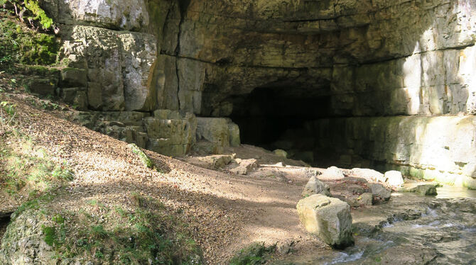 Die Falkensteiner Höhle wird von Fans einfach kurz »Falki« genannt. Sie liegt zwischen Grabenstetten und Bad Urach. Hier der Ein