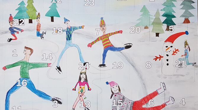 Von Schülern gestaltet: der Adventskalender »Winterfreuden«.  FOTO: KÜSTER