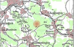 Auf einer Karte ist das Epizentrum des jüngsten Erdbebens im Zollernalbkreis zu sehen. 