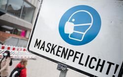 Maskenpflicht-Hinweisschild in Heilbronn