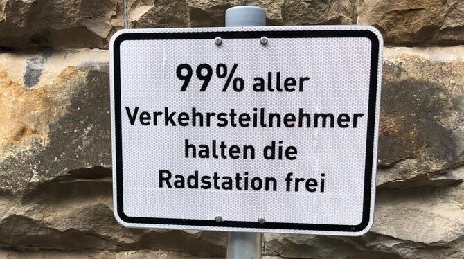 Augenzwinkernde »Nicht zuparken«-Bitte in Tübingen.  FOTO: RITTGEROTH