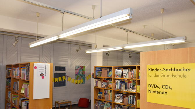 Die Stadtbücherei soll eine neue Beleuchtung bekommen.  FOTO: US