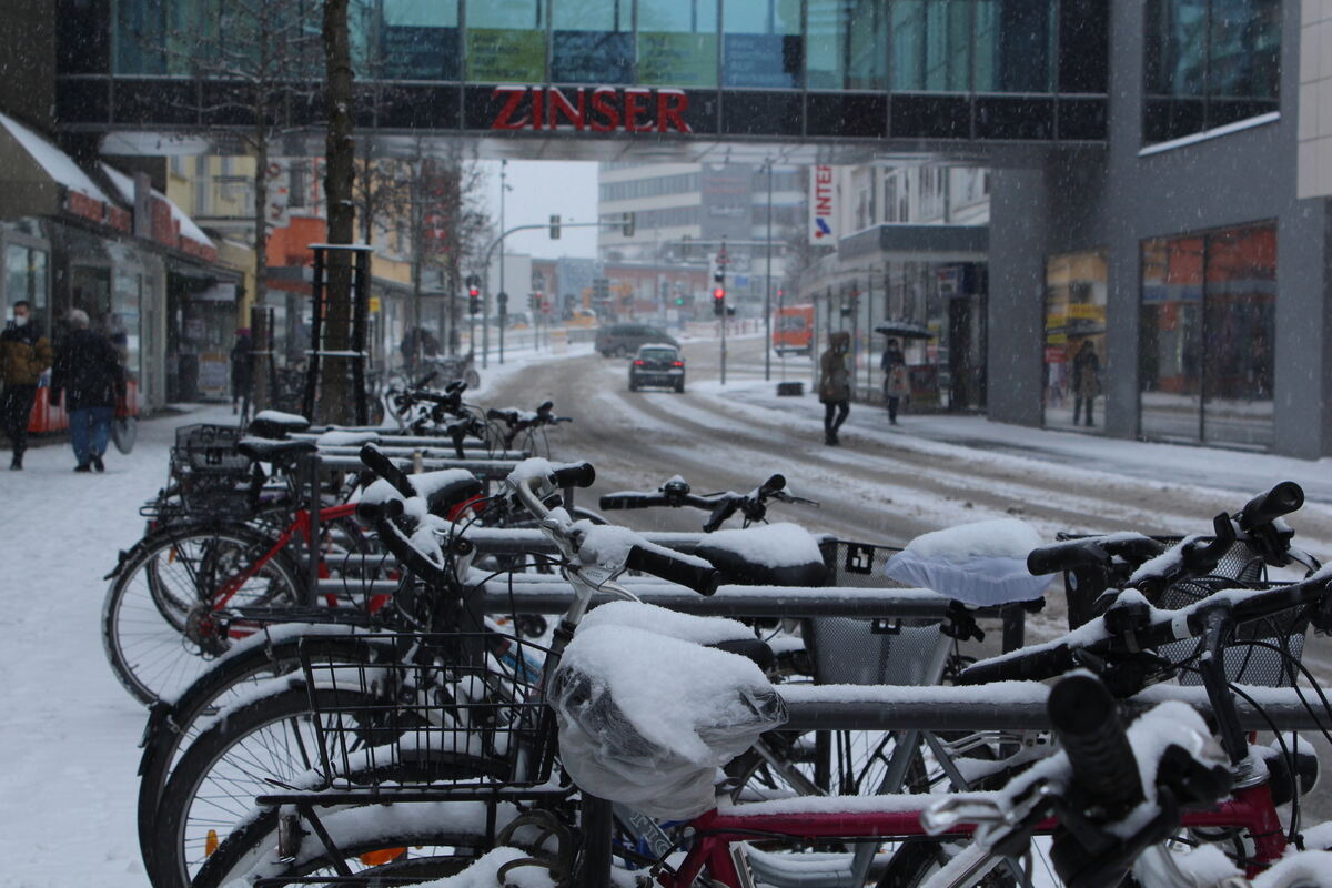 Die Friedrichstraße in Tübingen im Winter.