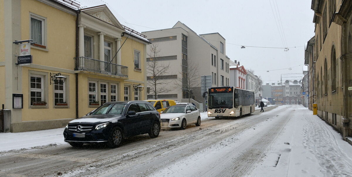 Die Gartenstraße an einem Wintertag.