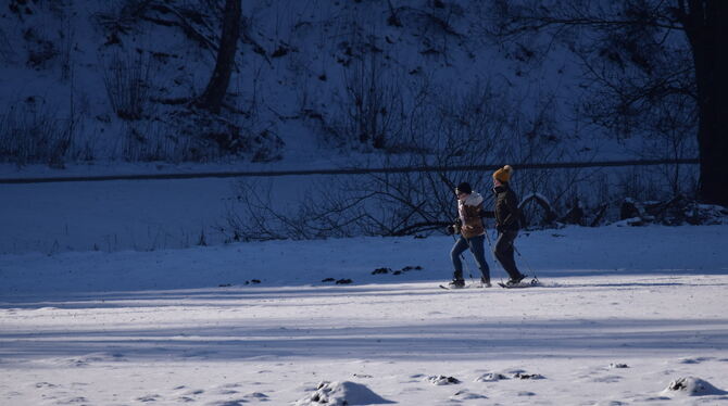 Ein Langlauf-Paar bei Gundelfingen.
