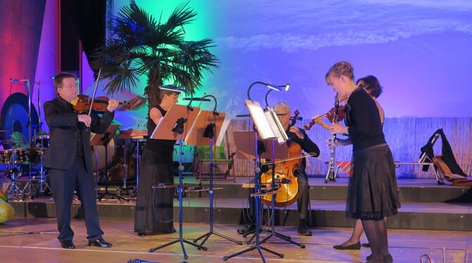 Kreativ in Coronazeiten: Die Württembergische Philharmonie veranstaltete kleine »Insel-Konzerte« mit Palmenflair im Studio des O
