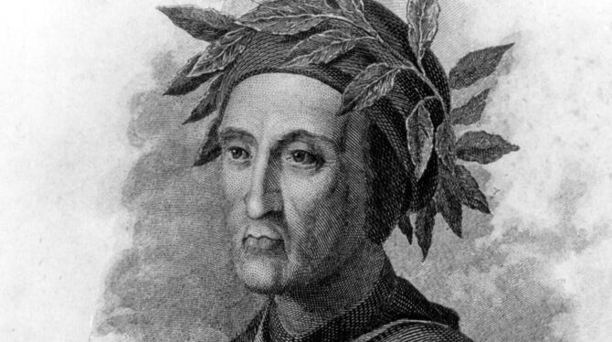 Zu Lebzeiten aus seiner Heimatstadt verjagt, nach seinem Tod zum Nationaldichter aufgestiegen: Dante Alighieri auf einem undatie