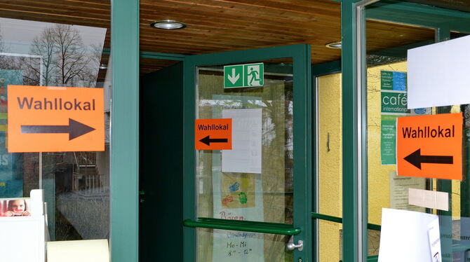 Ein Wahllokal in Reutlingen