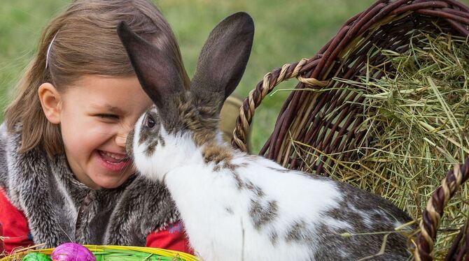 Kinder finden Kaninchen zum Knuddeln – nicht bloß während der (F)Eiertage. FOTO: DPA-ZENTRALBILD/DPA
