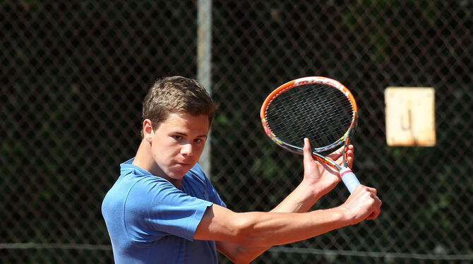Jungprofi Tim  Handel aus Ohmenhausen will Punkte für die ATP-Weltrangliste sammeln. FOTO: BAUR