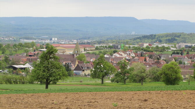 Der Ort Walddorf ist von einer Anhöhe des Schönbuchs vor dem Albtrauf zu sehen.  FOTO: MÜLLER