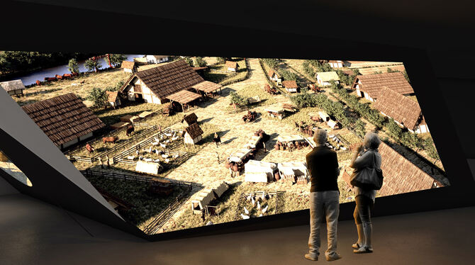 Allerhand Eindrücke von der keltischen Lebenswelt erwarten die Besucher einmal im Innenbereich.  VISUALISIERUNG: STUDIO KLV, BER