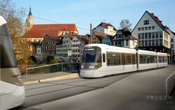 So soll die Regionalstadtbahn auf der Neckarbrücke aussehen.