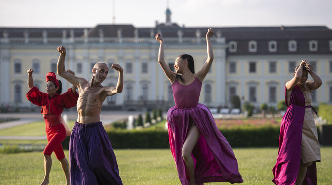 Ausgelassener Tanz vor Schlosskulisse mit den Tänzern von Sasha Waltz.  FOTO: BOLESCH