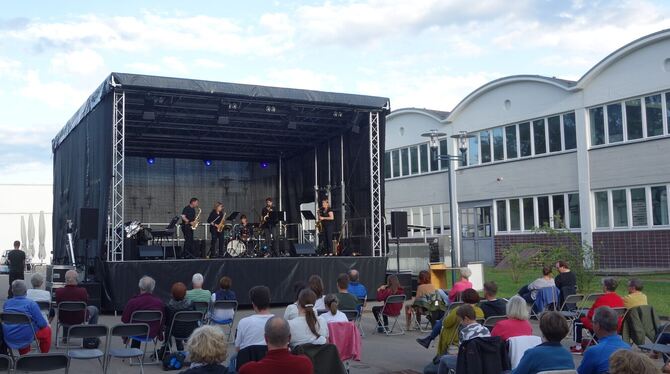 JMS Saxophonics sorgten für einen beschwingten Auftakt beim Mössinger Sommernachtskonzert.  FOTO: STRAUB