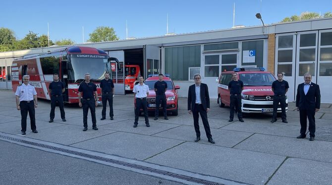 Die Teileinheit der Feuerwehr Reutlingen wurde am Sonntagmorgen von Herrn Oberbürgermeister Thomas Keck und Finanzbürgermeister