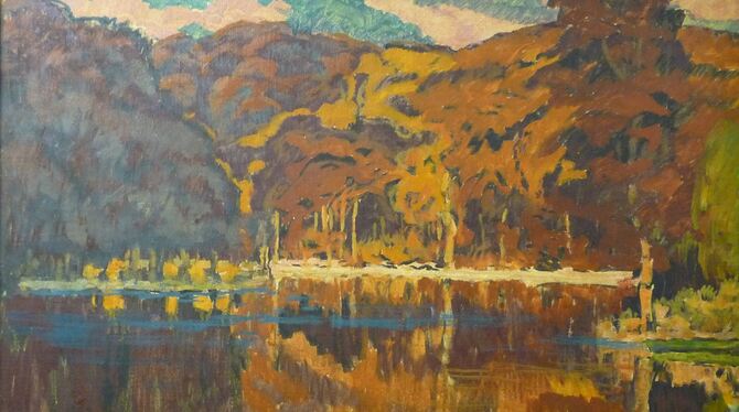 Fritz Sprandel: »Herbstwald am See«. Die warmen Farbtöne des Herbsts lagen ihm besonders.