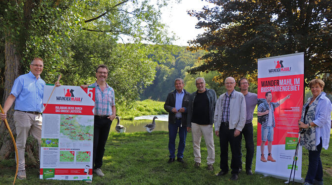 Biosphärengastgeber stellen die fünfte Wandermahl-Tour in Unterwilzingen vor. Von links: Thomas Frank, Alfons Köhler, Gerhard Kl