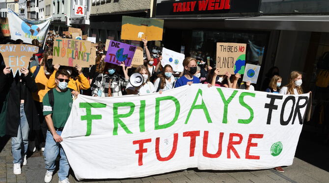 Fridays For Future Demonstranten in Reutlingen.