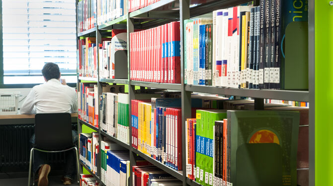 Das Medienangebot der Hochschulbibliothek umfasst 150 000 gedruckte Bücher, 28 000 lizenzierte E-Journals, 100 000 E-Books und z