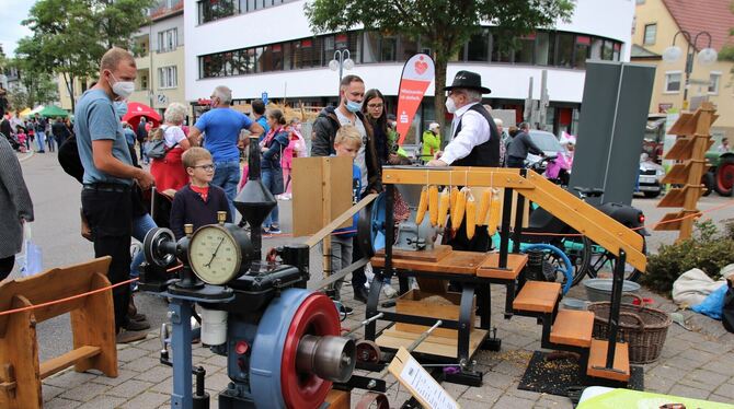 Neben kreativer Handarbeit gab es auch Geräte aus alten Zeiten wie einen Maishäcksler zu bestaunen. FOTOS: ZELLER-RAUSCHER