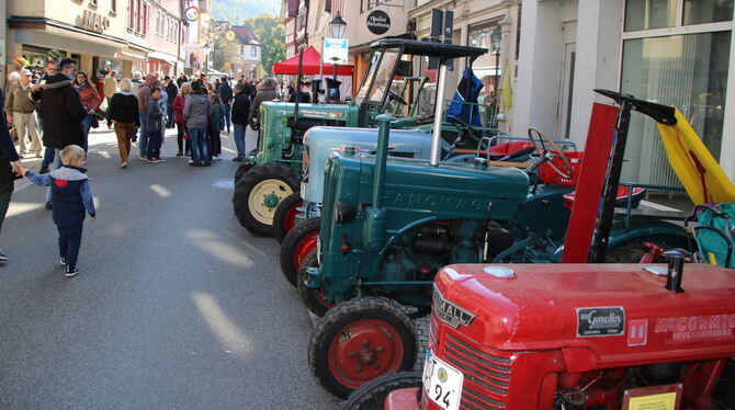 Die Wilhelmstraße in Bad Urach wurde zur Flaniermeile, für großes Interesse sorgten die Oldtimer-Traktoren. FOTOS: OECHNSER