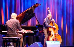 Pianist Martin Tingvall und Kontrabassist Omar Rodriguez Calvo beim Auftritt des Tingvall Trios im Tübinger Sudhaus-Saal.