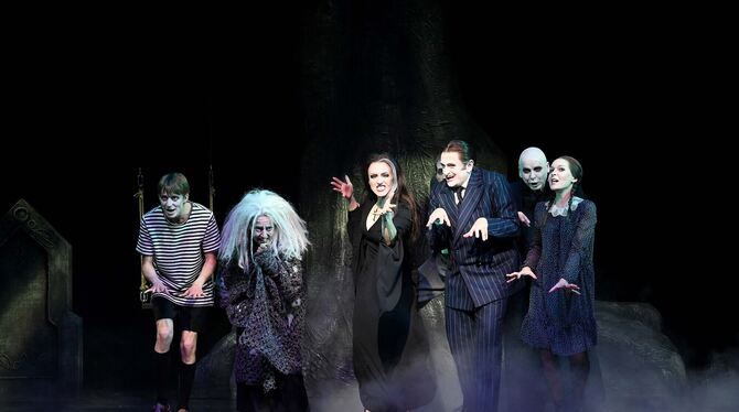 Gruselig nette Sippschaft: Szene aus dem Musical »The Addams Family«.  FOTO: KLENK