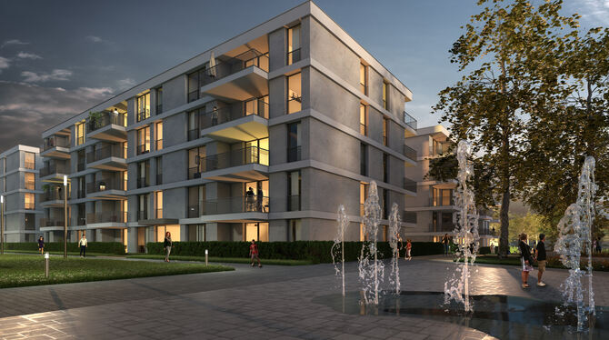 Im Arbach-Quartier sollen bis zu 400 Wohnungen entstehen.  VISUALISIERUNG: SCHÖLLER SI